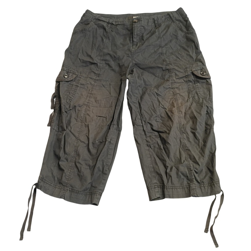 ANA Cargo Capri Pants Womens 14W Black Utility Drawstring Gorpcore